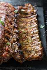 Grilled pork ribs with barbecue sauce