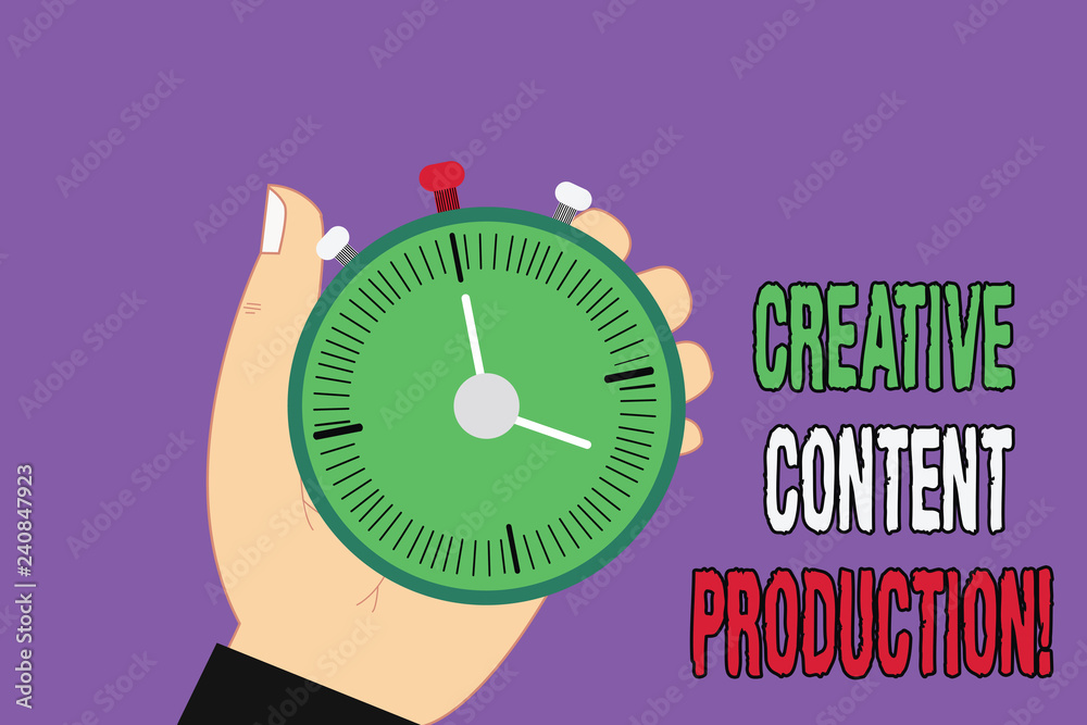 Poster handwriting text creative content production. concept meaning developing and creating visual or writ