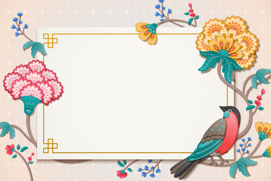Elegant bird and flower painting