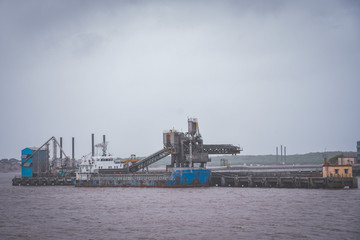 Ship in the sea . Sea use for  cement transportation tr