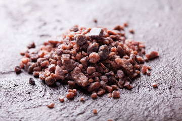 Black salt s a type of rock salt close up
