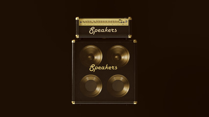 Gold Concert Speaker 3d illustration	