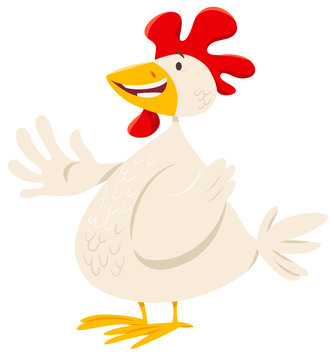 funny chicken or hen farm animal character