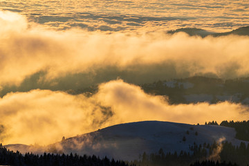 Sunset on Mount Grappa in Italy