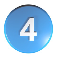 Number 4 blue circle push button - 3D rendering illustration