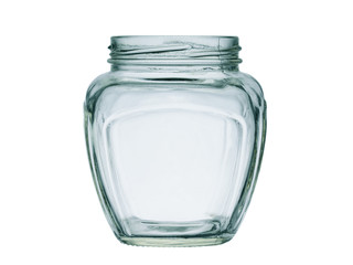 empty glass jar isolated on a white background