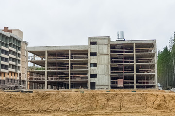 View on residential building construction site