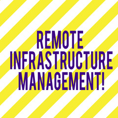 Word writing text Remote Infrastructure Management. Business concept for Managing of computer hardware and software Diagonal Twotone Lines photo Forming Triangular Shape Blank Copy Space