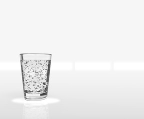 Glass with Carbonated water 3d rendering