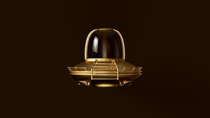 Gold UFO 3d illustration 3d render  © paul