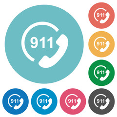 Obraz premium Emergency call 911 flat round icons