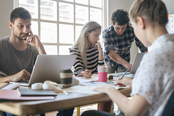 College Students Doing Teamwork