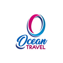 Ocean travel company letter O vector icon