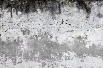 Cracked concrete wall covered with gray cement surface. Old grunge textures backgrounds. Plaster wall