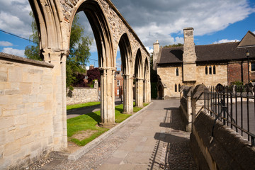 Picturesque old buildings near Gloucester Cathedral,Gloucestershire, UK