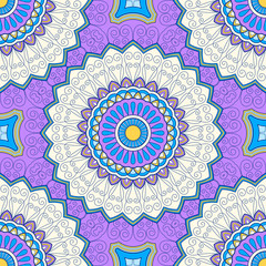 Decorative colorful ethnic seamless pattern for fabric or wrapping in oriental style. Hand drawn illustration