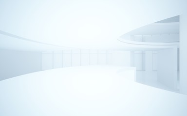 Obraz premium Abstract white interior multilevel public space with window. 3D illustration and rendering.