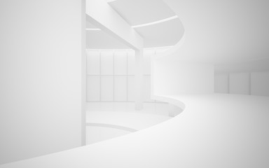 Fototapeta premium Abstract white interior multilevel public space with window. 3D illustration and rendering.