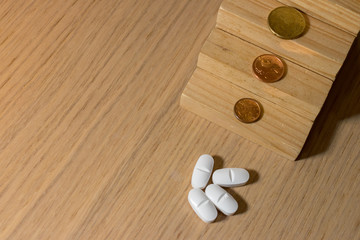 Concept of the cost of medicine and pharmaceutical expense