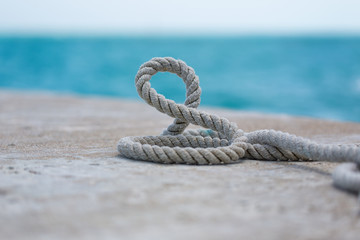 Seaman's rope. Wrapped on the ground.