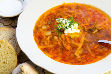 ukrainian and russian red-beet soup (borscht)
