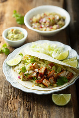 Chicken tacos with guacamole