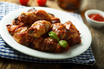 Chicken wrapped with bacon