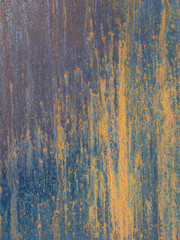 background of metal blue yellow brown rusty plate