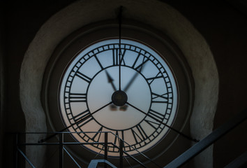 Inside of the Clock Tower. Afternoon inside the gear of the old clock of a tower of Jelgava Holy...
