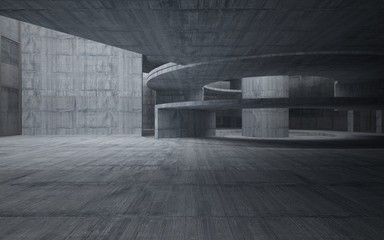 Abstract  concrete interior multilevel public space with window. 3D illustration and rendering.