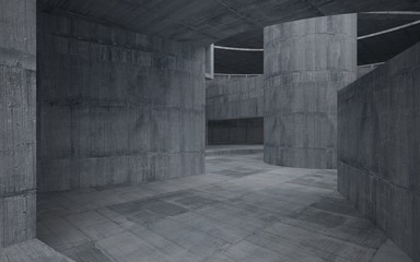 Fototapeta premium Abstract concrete interior multilevel public space with window. 3D illustration and rendering.