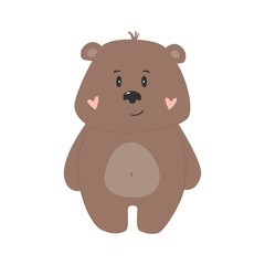 Cute funny bear. Hand drawn work. Childish cartoon design for kid t-shirts, dress or greeting cards. Vector illustration.