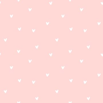Seamless pattern with hearts on pink background. Vector illustration.