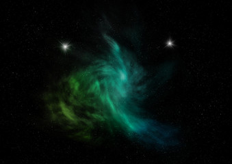 Star field in space and a nebulae. 3D rendering