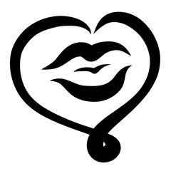 heart with a kiss, balloon, black pattern