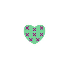 Vector illustration. Heart colourful icon with ornament on white background. Heart with lines.