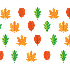 Obraz premium autumn leaves set, isolated on white background. simple cartoon flat style, vector illustration.