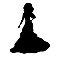 Black silhouette of a woman in a long dress