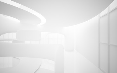 White smooth abstract architectural background. 3D illustration and rendering