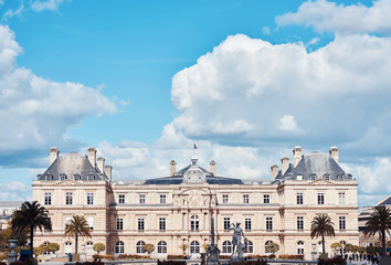 Fototapeta na wymiar Luxembourg Palace with clouds above