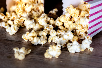 Popcorn in boxes that spread on the floor