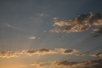Best clouds and sky color image. The most beautiful abstract sky background. Clouds and pictures of different kinds. Sunset. The sun  rays in the evening.