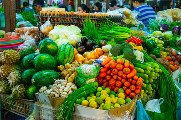 vegetable booth in an asian market