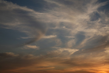 Best clouds and sky color image. The most beautiful abstract sky background. Clouds and pictures of different kinds. Sunset. The sun  rays in the evening.