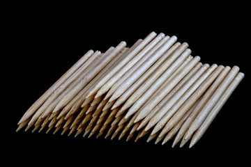 Wooden Toothpicks on a Black Background