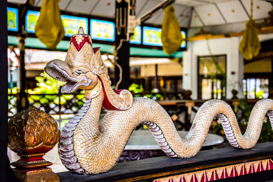 wooden dragon in indonese temple