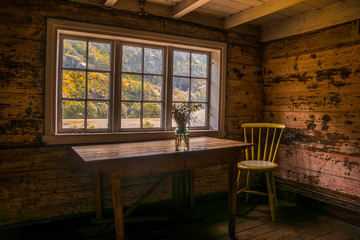 Wooden room window view
