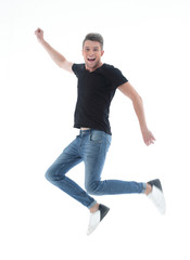 Handsome man jumping.