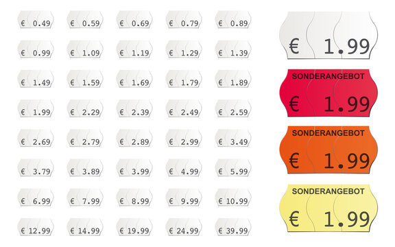 selbstklebende Vektor Preisetiketten für den Supermarkt mit Sonderangebot