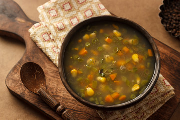 Sweet Corn Soup with Vegetables - Horizontal Image